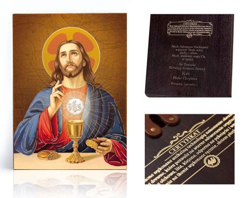 Ikona religijna Chrystus - Eucharystia - dedykacja / własny tekst