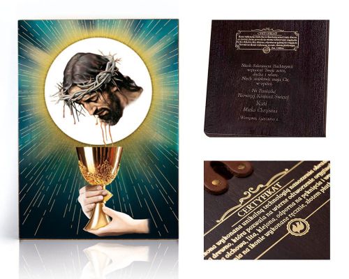 Ikona religijna Przenajświętszej Krwi Chrystusa - dedykacja / własny tekst