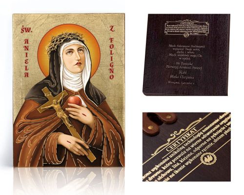 Ikona religijna Święta Aniela z Foligno - dedykacja / własny tekst