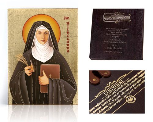 Ikona religijna Święta Hildegarda - dedykacja / własny tekst