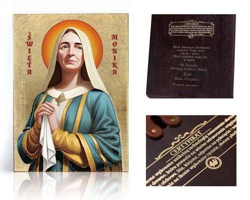 Ikona religijna Święta Monika - dedykacja / własny tekst