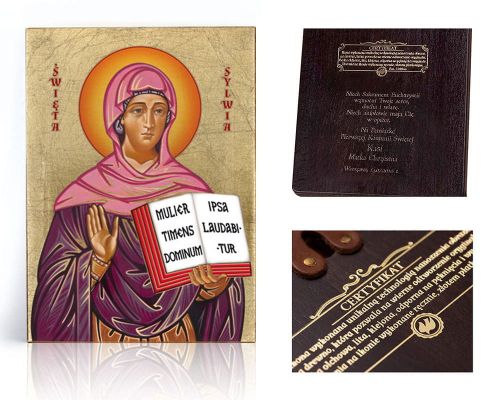 Ikona religijna Święta Sylwia - dedykacja / własny tekst