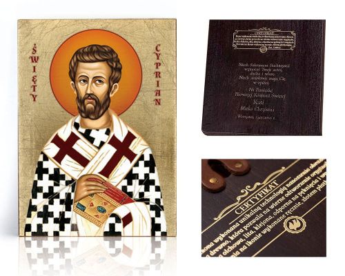 Ikona religijna Święty Cyprian - dedykacja / własny tekst