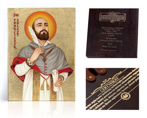 Ikona religijna Święty Franciszek Salezy - dedykacja / własny tekst