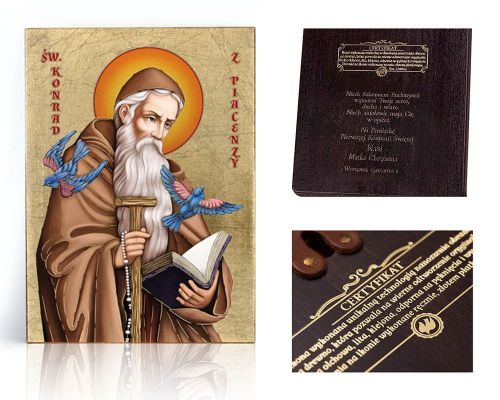 Ikona religijna Święty Konrad z Piancezy - dedykacja / własny tekst