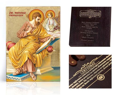 Ikona religijna Święty Mateusz Ewangelista - dedykacja / własny tekst