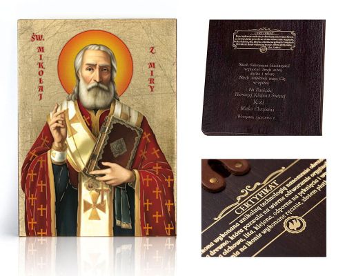 Ikona religijna Święty Mikołaj - dedykacja / własny tekst
