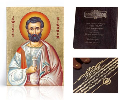 Ikona religijna Święty Nikodem - dedykacja / własny tekst