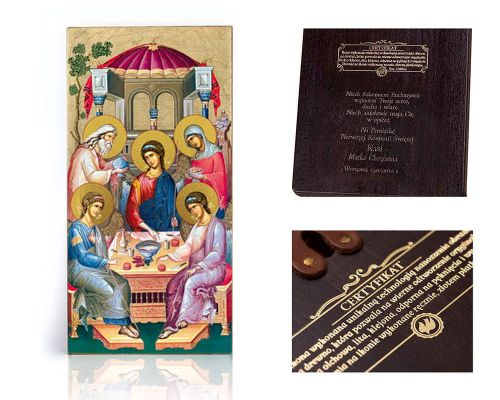 Ikona religijna Gościnność Abrahama - dedykacja / własny tekst