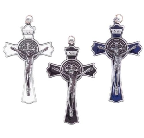 Krzyż Św. Benedykt - kolor srebro - zawieszka, wisiorek do łańcuszka