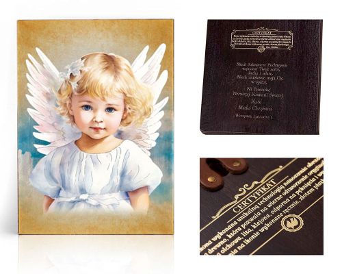 Ikona religijna Anioł Stróż - dedykacja / własny tekst