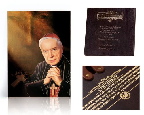 Ikona religijna Błogosławiony Kardynał Wyszyński i Matka Boża Częstochowska - dedykacja / własny tekst