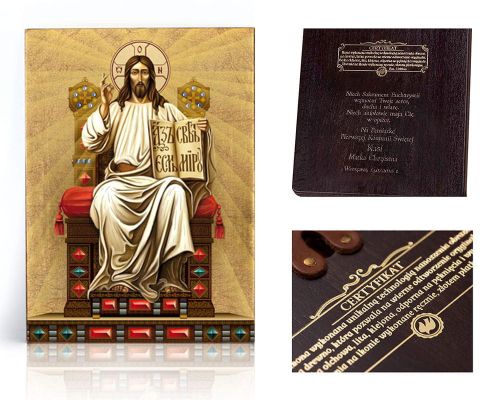 Ikona religijna Chrystus Pantokrator - dedykacja / własny tekst