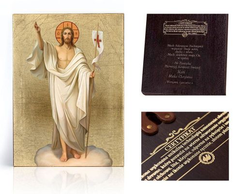 Ikona religijna Chrystus Zmartwychwstały - dedykacja / własny tekst