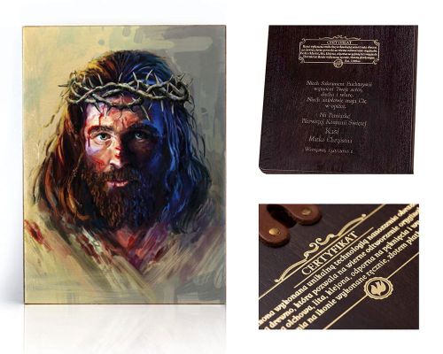 Ikona religijna Jezus Chrystus Ecce Homo - dedykacja / własny tekst