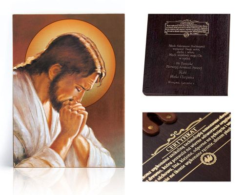 Ikona religijna Jezus Chrystus modlący się - dedykacja / własny tekst
