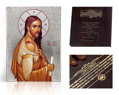 Ikona religijna Jezus Chrystus z Najświętszą Raną Ramienia - dedykacja / własny tekst