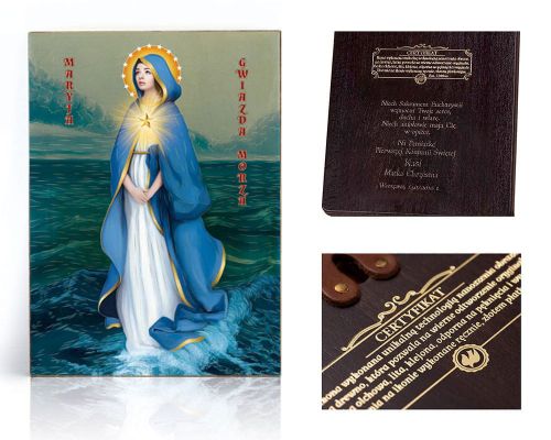 Ikona religijna Maryja Gwiazda Morza - STELLA-MARIS - dedykacja / własny tekst