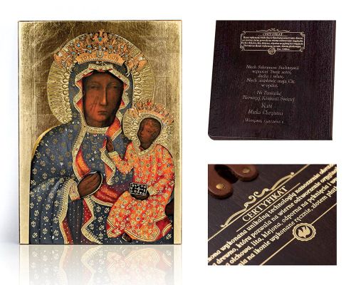 Ikona religijna Matka Boska Częstochowska w sukni milenijnej  - dedykacja / własny tekst
