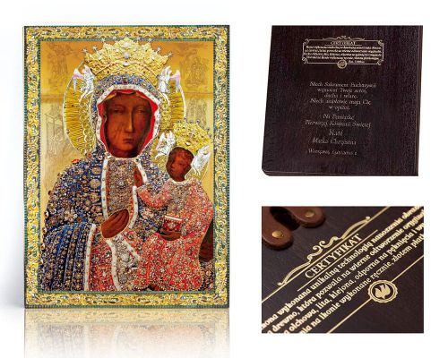 Ikona religijna Matka Boża Częstochowska (w sukience diamentowej) - dedykacja / własny tekst
