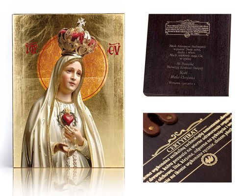 Ikona religijna Matka Boża Fatimska - dedykacja / własny tekst