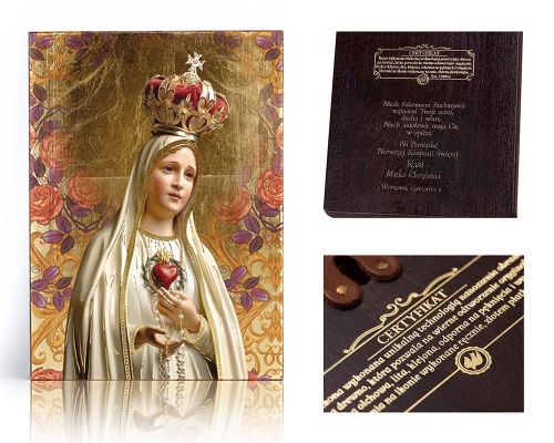 Ikona religijna Matka Boża Fatimska - dedykacja / własny tekst