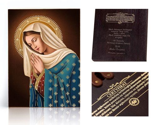 Ikona religijna Matka Boża Różańcowa - dedykacja / własny tekst