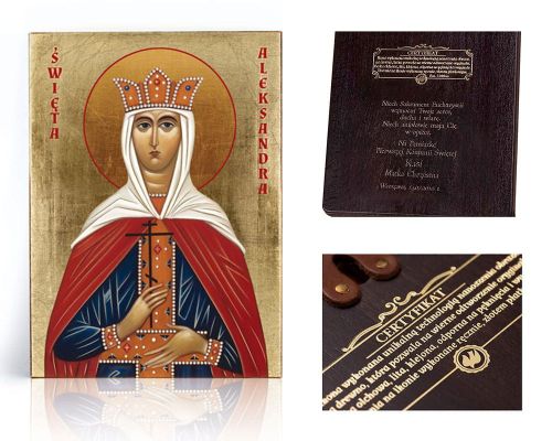 Ikona religijna Święta Aleksandra - dedykacja / własny tekst