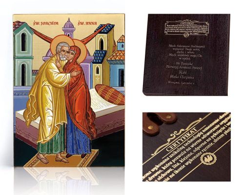 Ikona religijna Święta Anna i Święty Joachim (rodzice Matki Bożej) - dedykacja / własny tekst