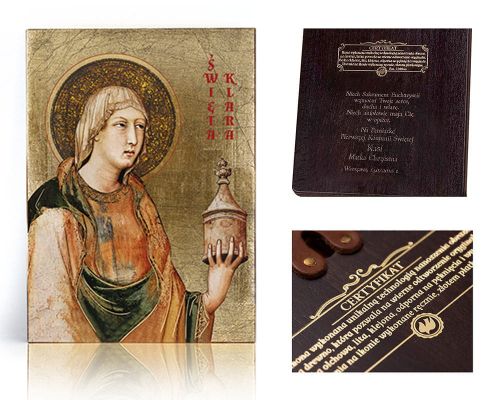 Ikona religijna Święta Klara - dedykacja / własny tekst