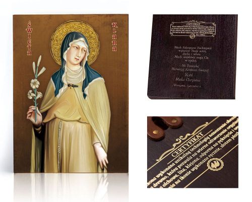Ikona religijna Święta Klara - dedykacja / własny tekst