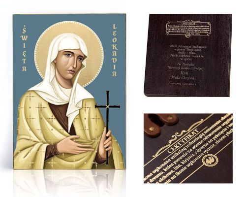 Ikona religijna Święta Leokadia - dedykacja / własny tekst
