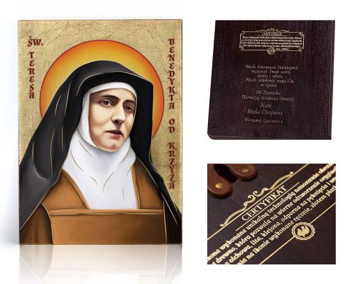 Ikona religijna Święta Teresa Benedykta od Krzyża - dedykacja / własny tekst