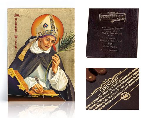 Ikona religijna Święty Albert Wielki - dedykacja / własny tekst