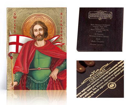 Ikona religijna Święty Aleksander - dedykacja / własny tekst