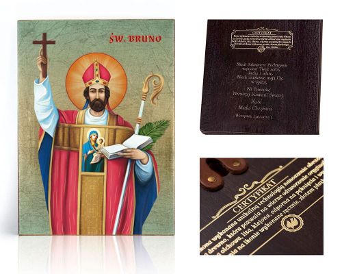 Ikona religijna Święty Bruno - dedykacja / własny tekst