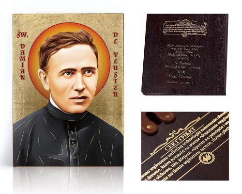 Ikona religijna Święty Damian de Veuster - dedykacja / własny tekst