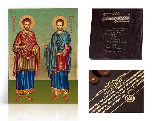 Ikona religijna Święty Damian i Kosma - dedykacja / własny tekst