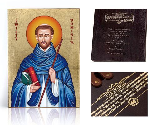 Ikona religijna Święty Dominik - dedykacja / własny tekst