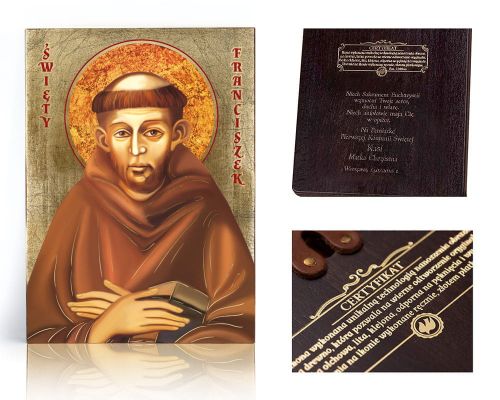 Ikona religijna Święty Franciszek - dedykacja / własny tekst