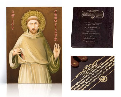 Ikona religijna Święty Franciszek - dedykacja / własny tekst