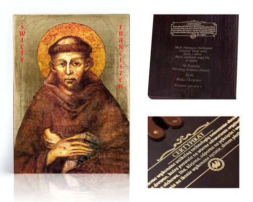 Ikona religijna Święty Franciszek z Asyżu - dedykacja / własny tekst