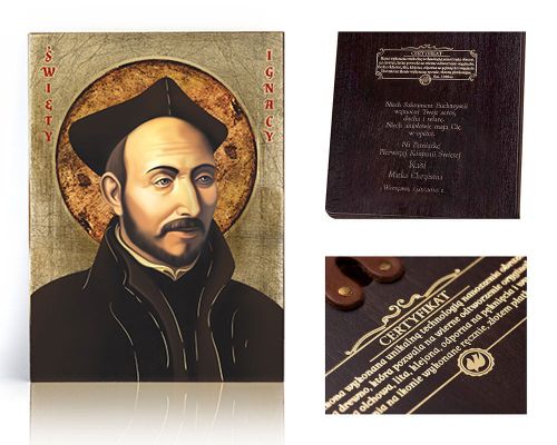 Ikona religijna Święty Ignacy Loyola - dedykacja / własny tekst