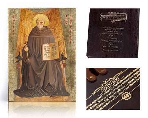 Ikona religijna Święty Jan Gwalbert - dedykacja / własny tekst