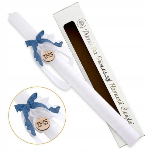 Świeca do Pierwszej Komunii Świętej dla chłopca - pudełko - ręcznie zdobiona