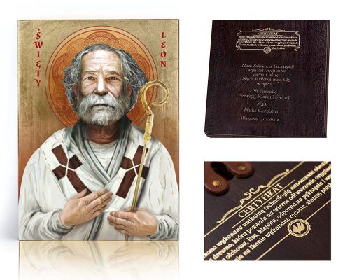 Ikona religijna Święty Leon - dedykacja / własny tekst