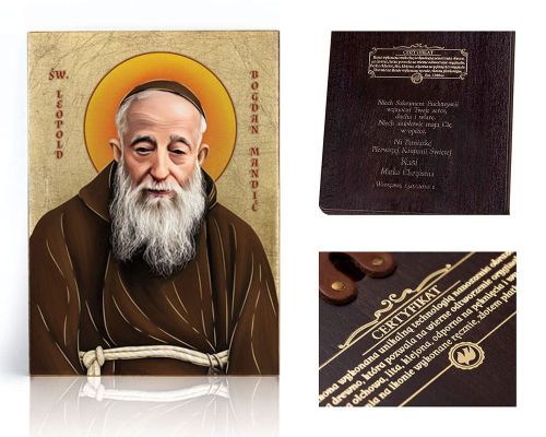 Ikona religijna Święty Leopold - dedykacja / własny tekst