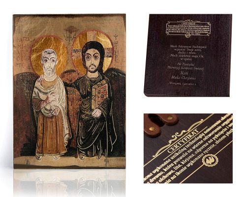Ikona religijna Święty Menas (ikona przyjaźni) - dedykacja / własny tekst