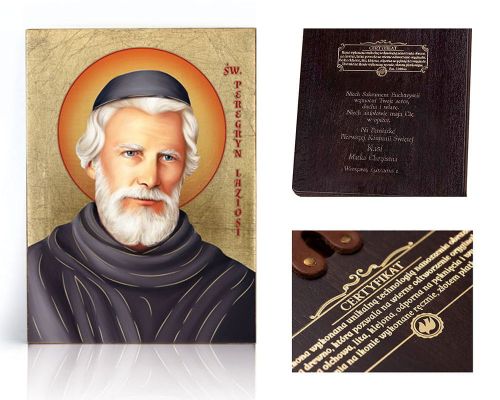 Ikona religijna Święty Peregryn Laziosi - dedykacja / własny tekst