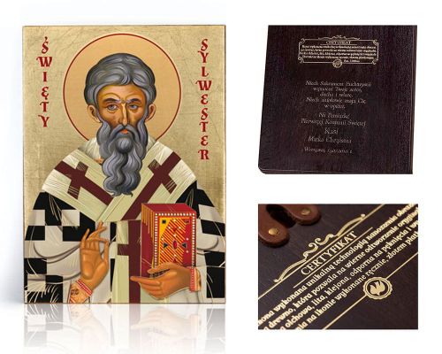 Ikona religijna Święty Sylwester - dedykacja / własny tekst